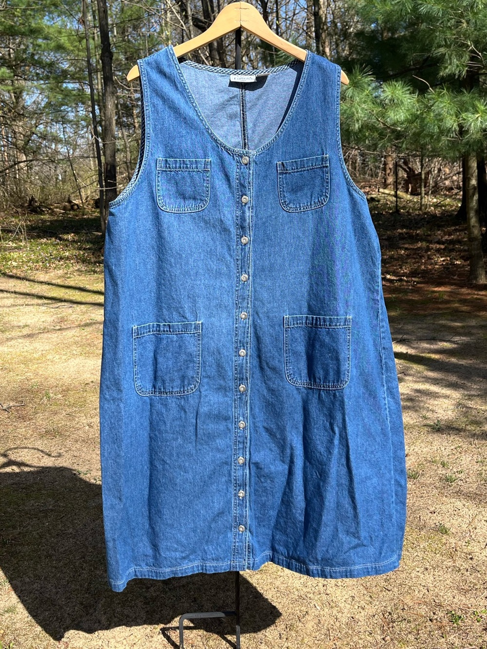90s Basic Editions Plus Size 2X Denim Pinafore Jumper Dress Summer Basics